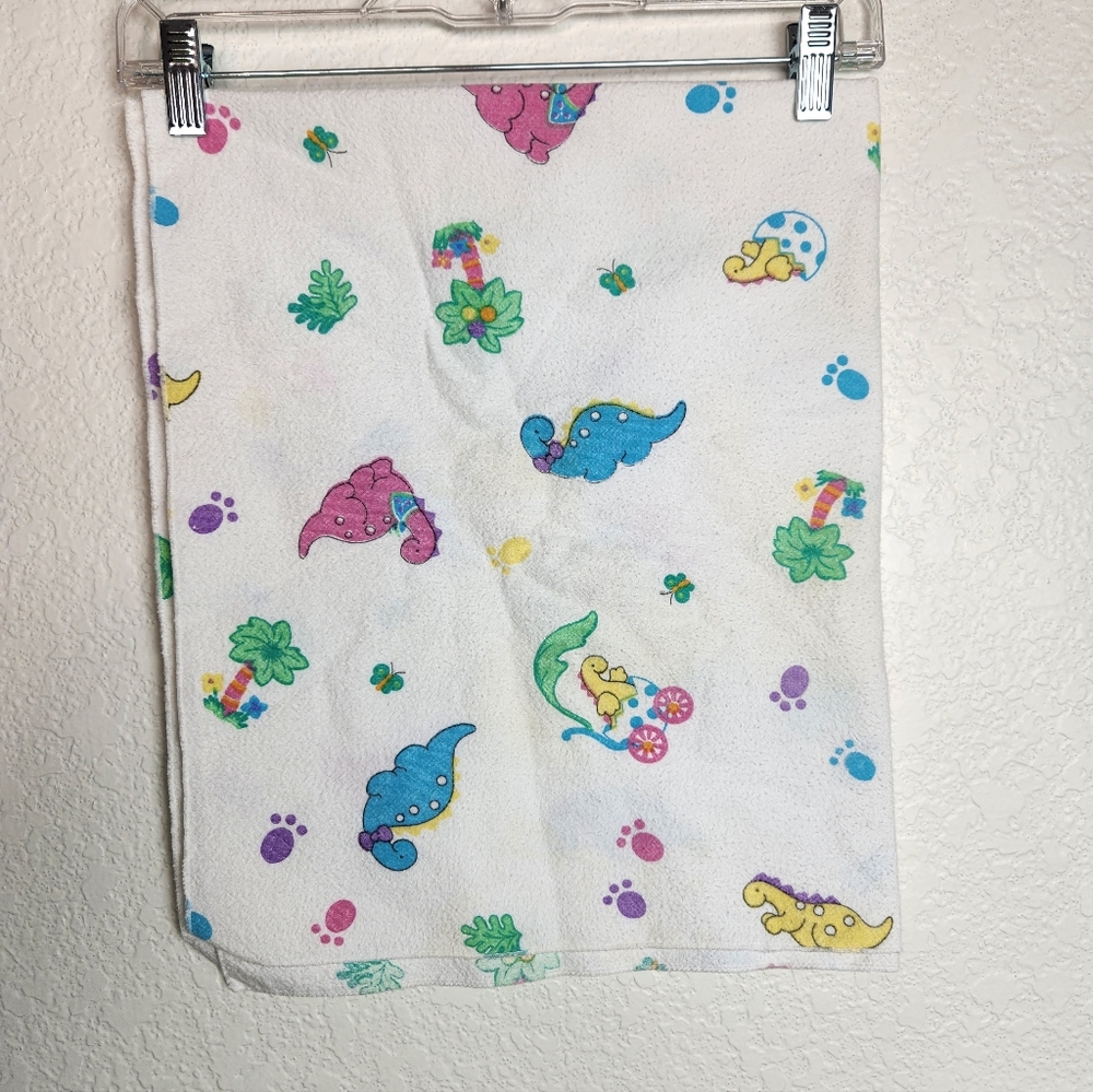 Vintage Little Bedding Dinosaur Family Trees Baby Blanket 1993. 33x 27"